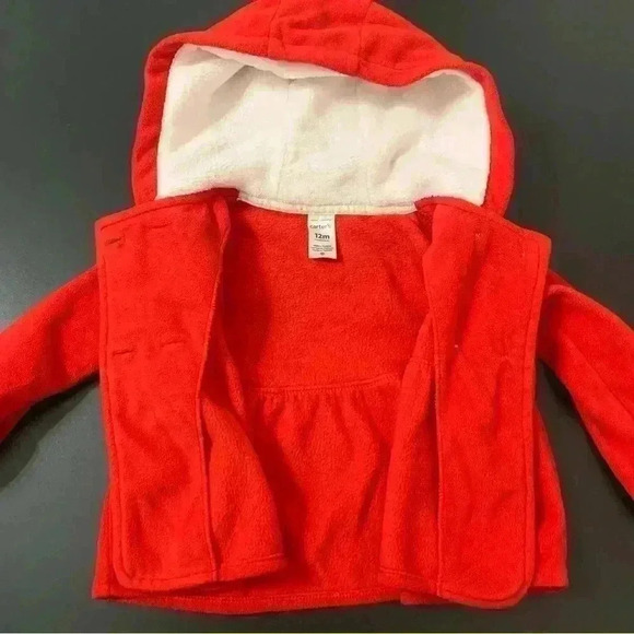 Carter's Baby Girl Red Pea Coat 12 months - Picture 4 of 5